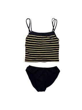 Vintage Nautica Striped Cropped Tankini Two-Piece Coastal Retro Size 10